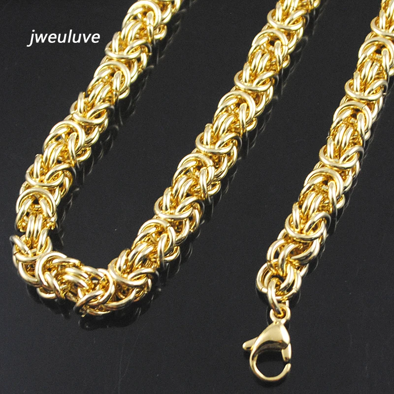 9 мм Wid ожерелье золотого цвета с цепочкой Огромный Тяжелые длинные веревочки из