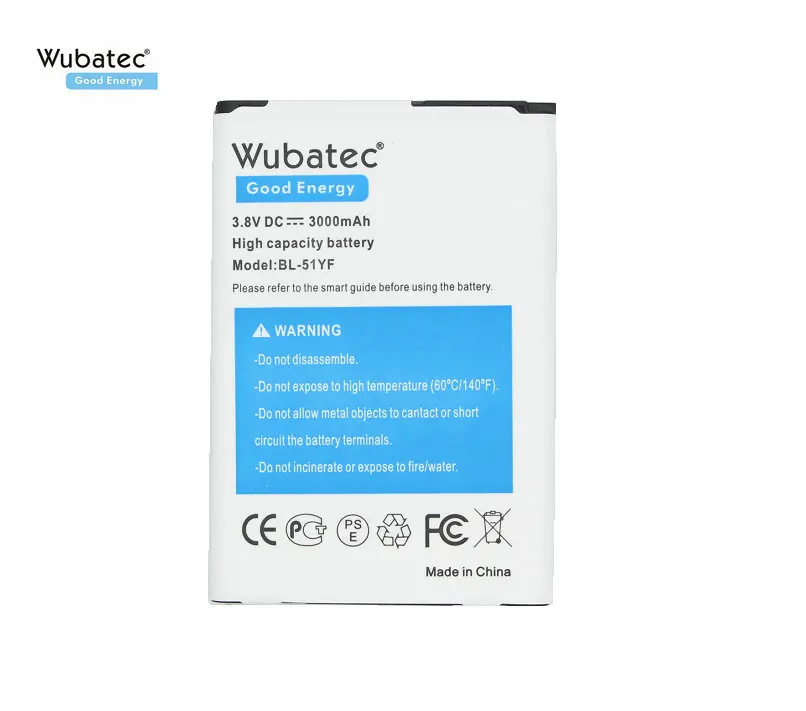 Wubatec Оригинал 1x3000 мАч BL 51YF G4 батарея для LG H810 H812 H811 H815 H818 US991 LS991 VS986 VS999 F500 F500L F500K