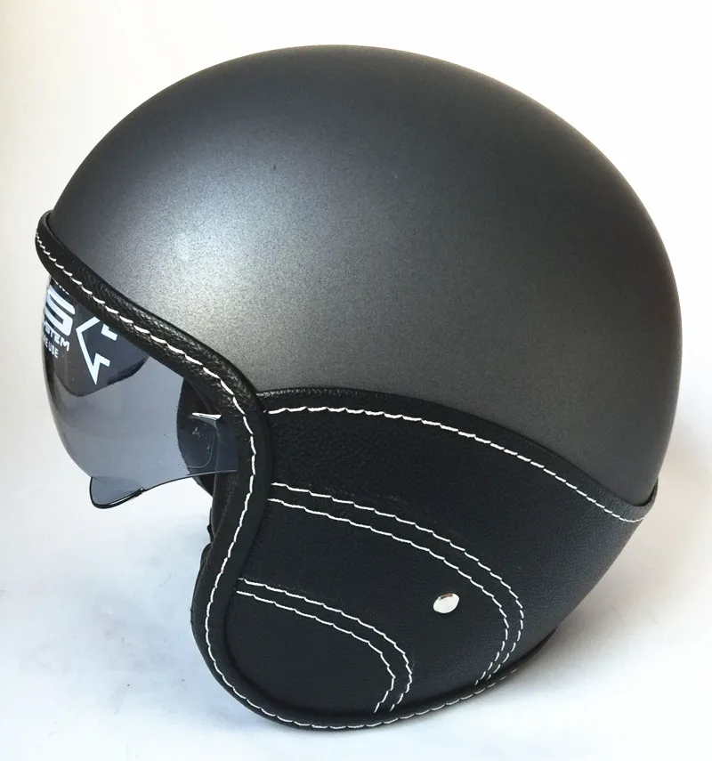 Spray paint leather Мужской Женский шлем для мотоцикла, винтажные шлемы с внутренним объективом, размер 53-61 см, XS/L/XL - Цвет: Spray paint leather