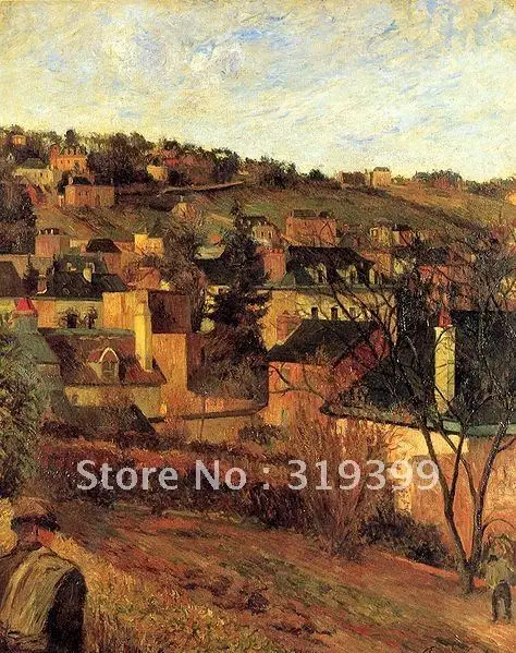 100% handmade Oil Painting Reproduction Blue Roofs of Rouen by paul gauguin Free Shipping Museum quality | Дом и сад
