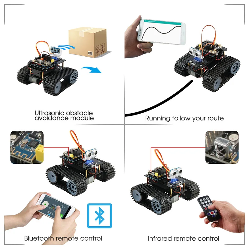 Keywish Танк робот для Arduino стартовый набор умный автомобиль с уроком приложение RC робототехники Обучающий Набор Обучающие игрушки для детей