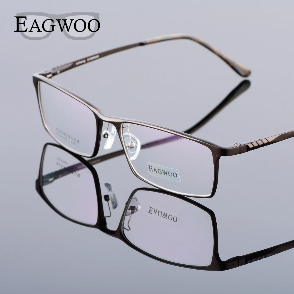 Eagwoo Aluminum Men Wide Face Prescription Eyeglasses  Full Rim Optical Frame Business Eye Glasses Light Big Spectacle MF2351