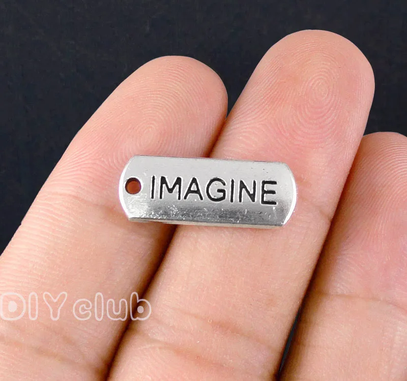 

50pcs-Antique Silver Imagine Charms Pendant 21x8mm