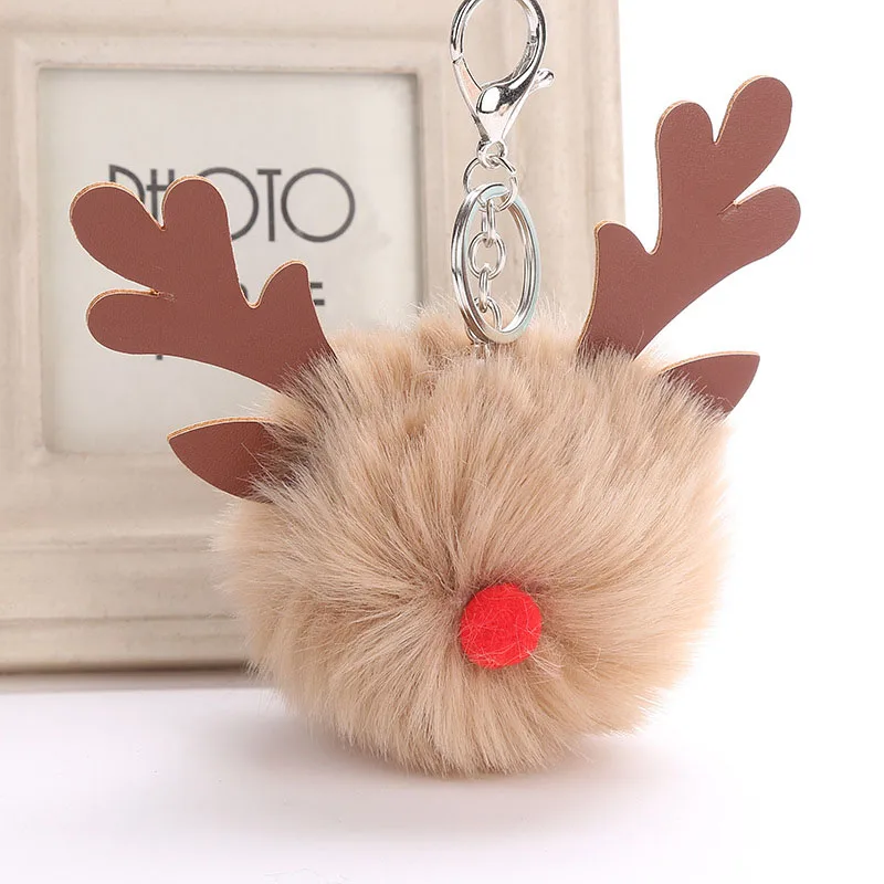 1 шт. пушистый брелок для ключей &quotОлень&quot из искусственного кроличьего меха