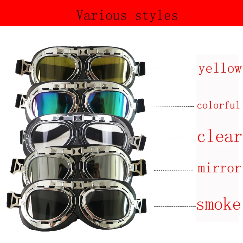 Профессиональные винтажные очки на шлем мотоциклетные в стиле ретро 5 цветов
