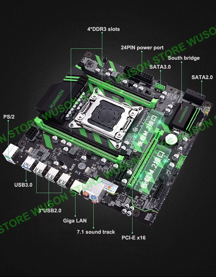 Verkauf HUANANZHI X79-ZD3 M-ATX Motherboard Mit HALLO-GESCHWINDIGKEIT NGFF NVME M.2 SSD Slot SATA 3,0 USB 3,0 RAM Max Up Zu 128G Kaufen Computer Auf Verkauf