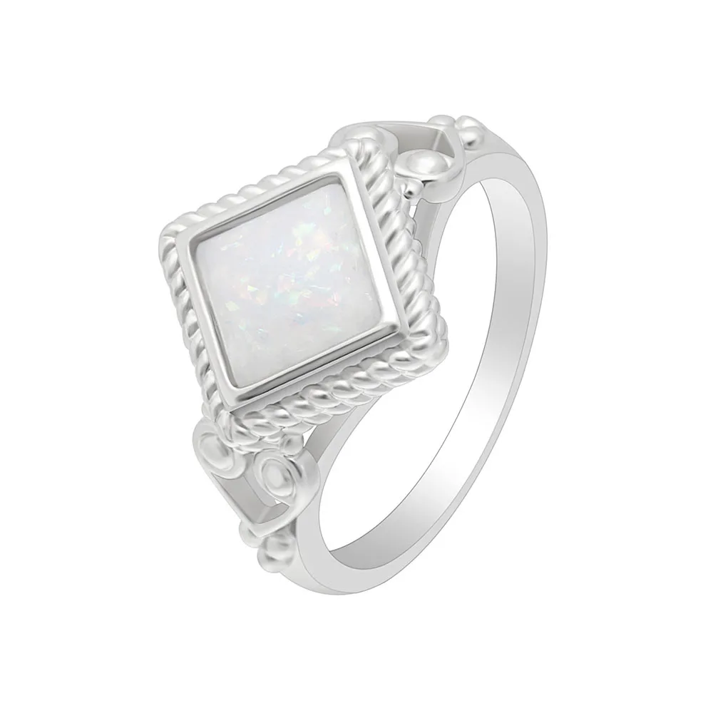 Женское кольцо из опалового серебра квадратной формы модное винтажное