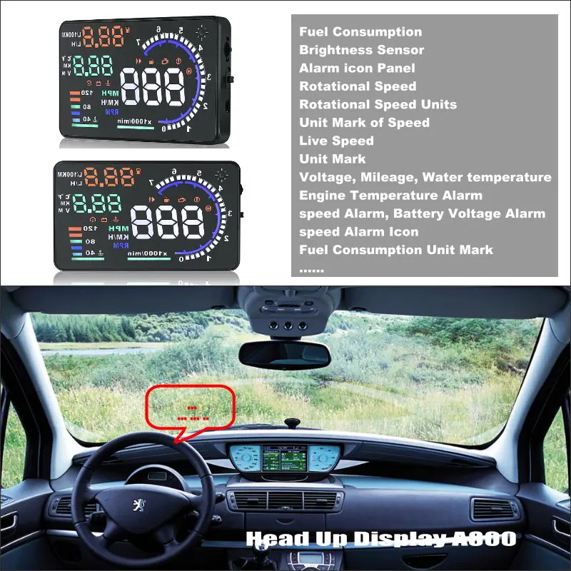 Car Head Up Display HUD For Peugeot 607/806/807 Auto Accessories Safe Driving Screen Plug And Play Film OBD/OBD2/OBDII