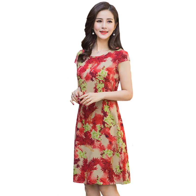 2018 Hndjxxxy 4XL Elegant Plus Size Dress Women's summer Print Fashion Office Ladies Work Dresses new Slim casual | Женская одежда