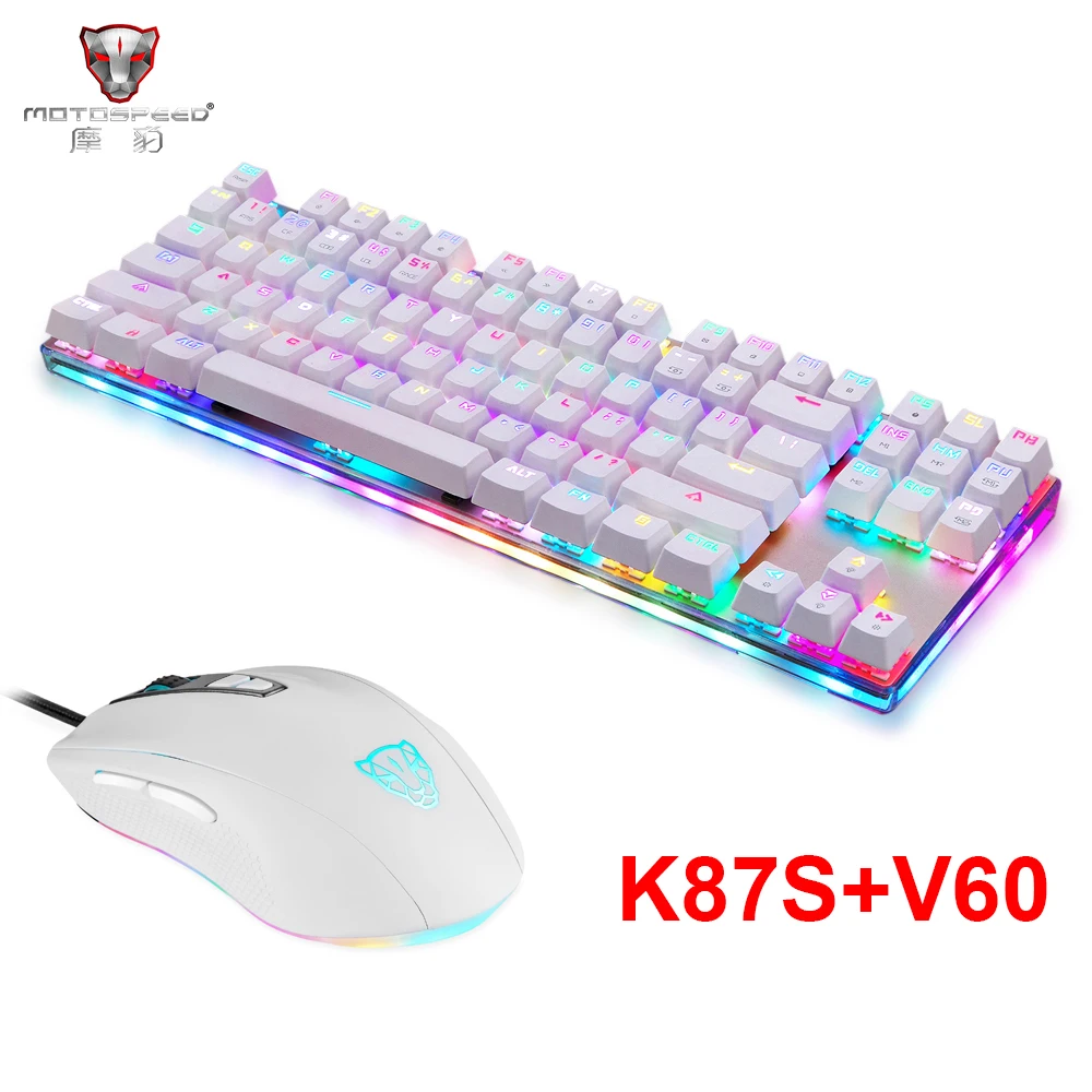 Motospeed K87S USB механическая клавиатура синие переключатели геймерская с RGB