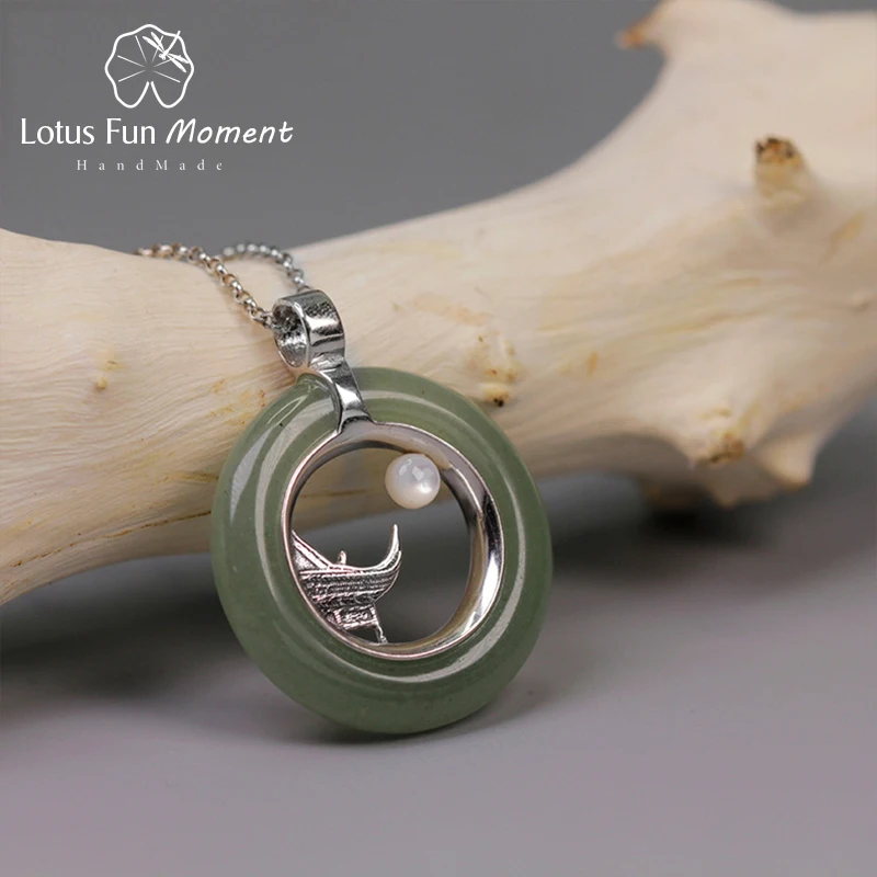 

Lotus весело момент реального 925 пробы серебро Модные украшения классический Восточный элемент лунный свет кулон без Цепочки и ожерелья Для ж...