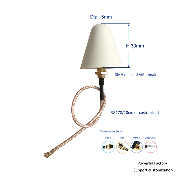 Outdoor waterproof external omni 2.4ghz wifi antenna with RP sma to Ipex RG178 cable 1pca