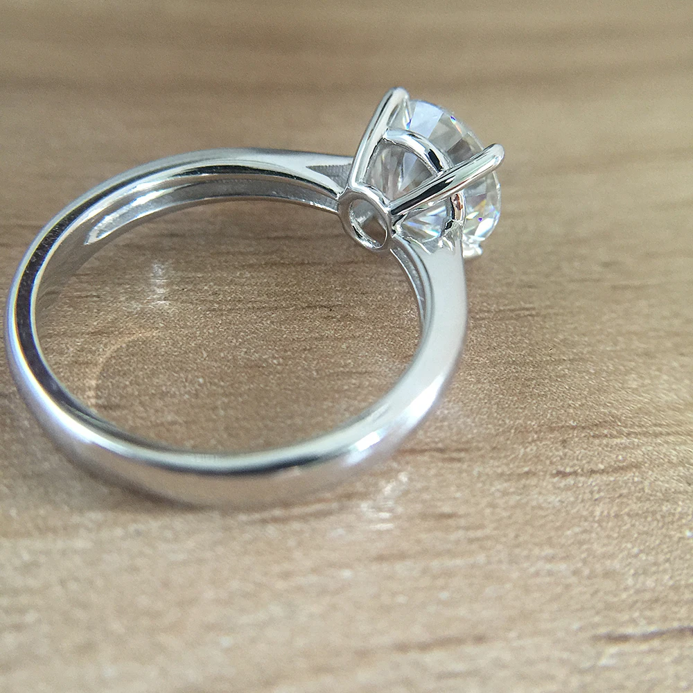 Платиновое Покрытие серебро DF 1.0ct 6,5 мм круглый разрез DF обручальное кольцо на головщину искусственный бриллиант кольцо для Для женщин