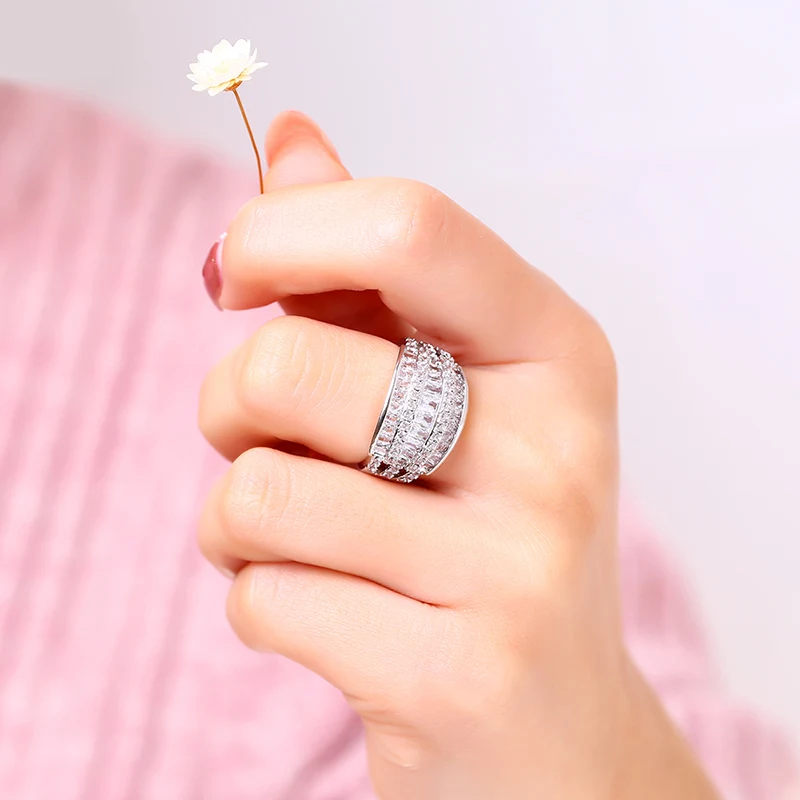 Женское Обручальное Кольцо FLOLA Marquise обручальное кольцо с 3 рядами ювелирное