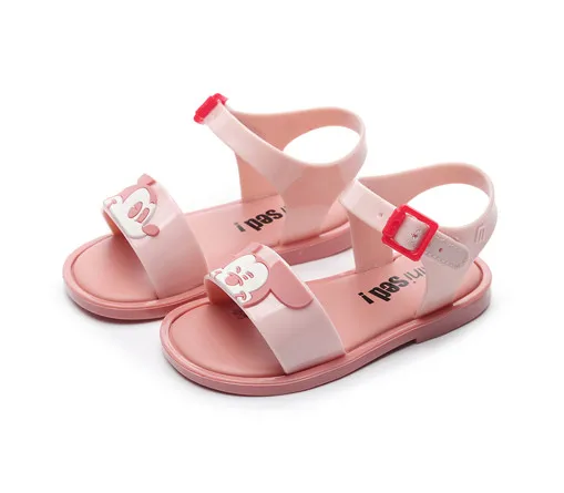 pink Melissa/сандалии с кристаллами для девочек; сезон лето; Новинка года; детская дышащая прозрачная обувь с сетчатыми отверстиями для девочек; сандалии для девочек - Цвет: pink