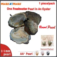 50pcs aa vacuum packed wish pearl in fresh oyster single 8 9mm round pearl oyster with natural pearls