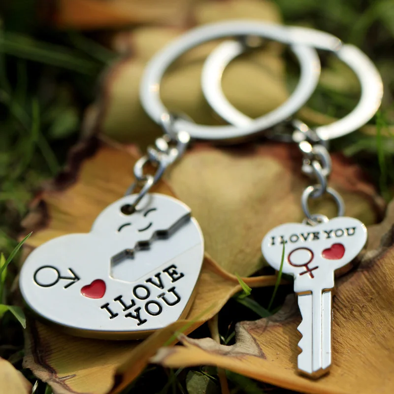 B Heart Key Модный парный брелок для девочек, металлические сердечные брелки, подарок бойфренду для женщин, аксессуары, подвеска для ключей сумок, ювелирные изделия - Цвет: B Heart Key