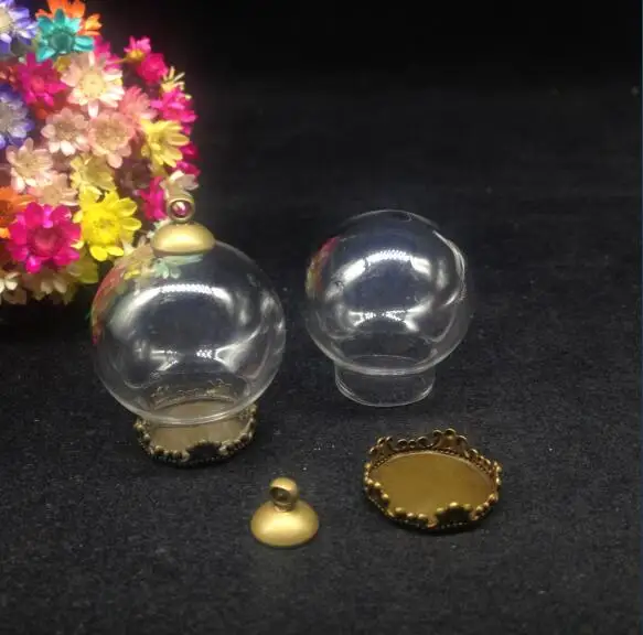 3pcs 25*15mm open mouth glass vial bubble dome 15mm flower tray DIY vials pendant wishing bottle jars necklace | Дом и сад