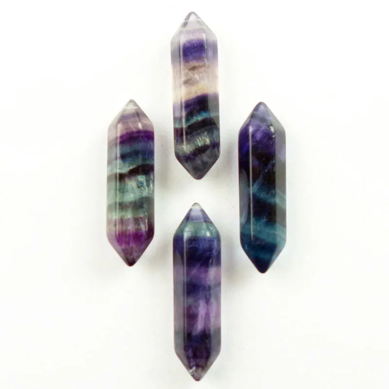 

6Pcs 33x8mm Rainbow Fluorite Double Terminated Point Pendulum Decoration Ca180712(Send Randomly)