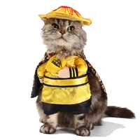 funny cat costume qing dynasty chinese emperor cosplay clothes for dogs halloween xmas pet apparel