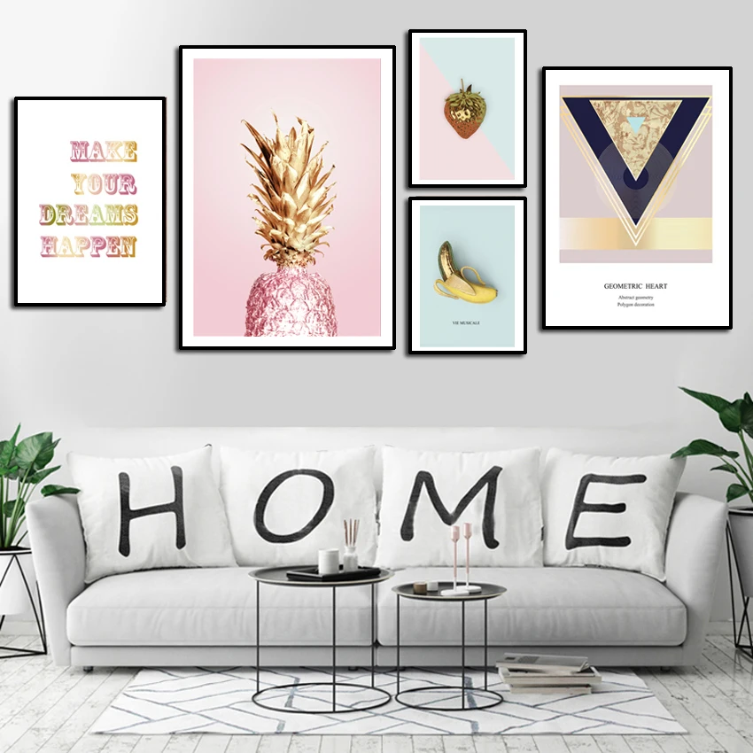 

Nordic wall stickers painting PVC decoration sticker wallpaper Tropical fruit poster art home wall sticker for living room FA711