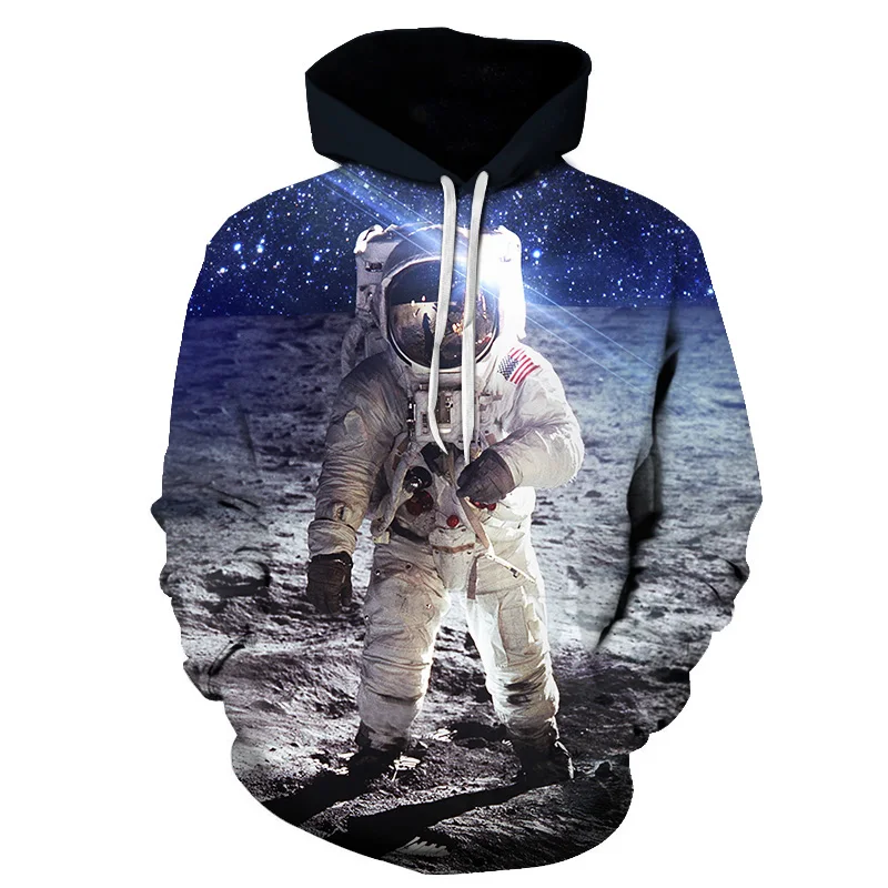 Уличная мода 3D armstrong космический костюм с капюшоном Мужская толстовка