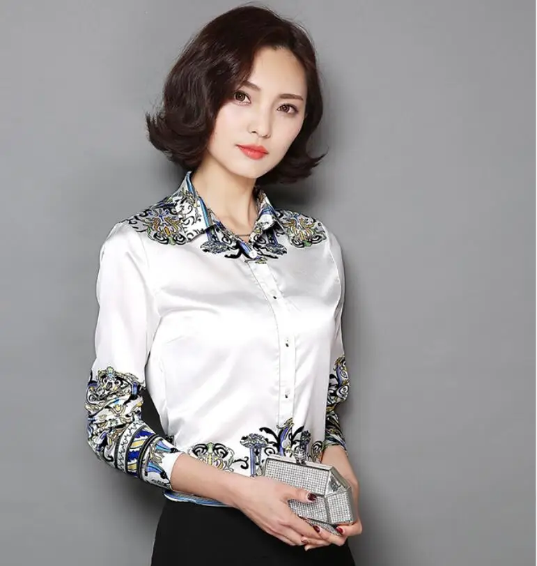 Блузка женская с отложным воротником и длинным рукавом белая|fashion women clothes|women