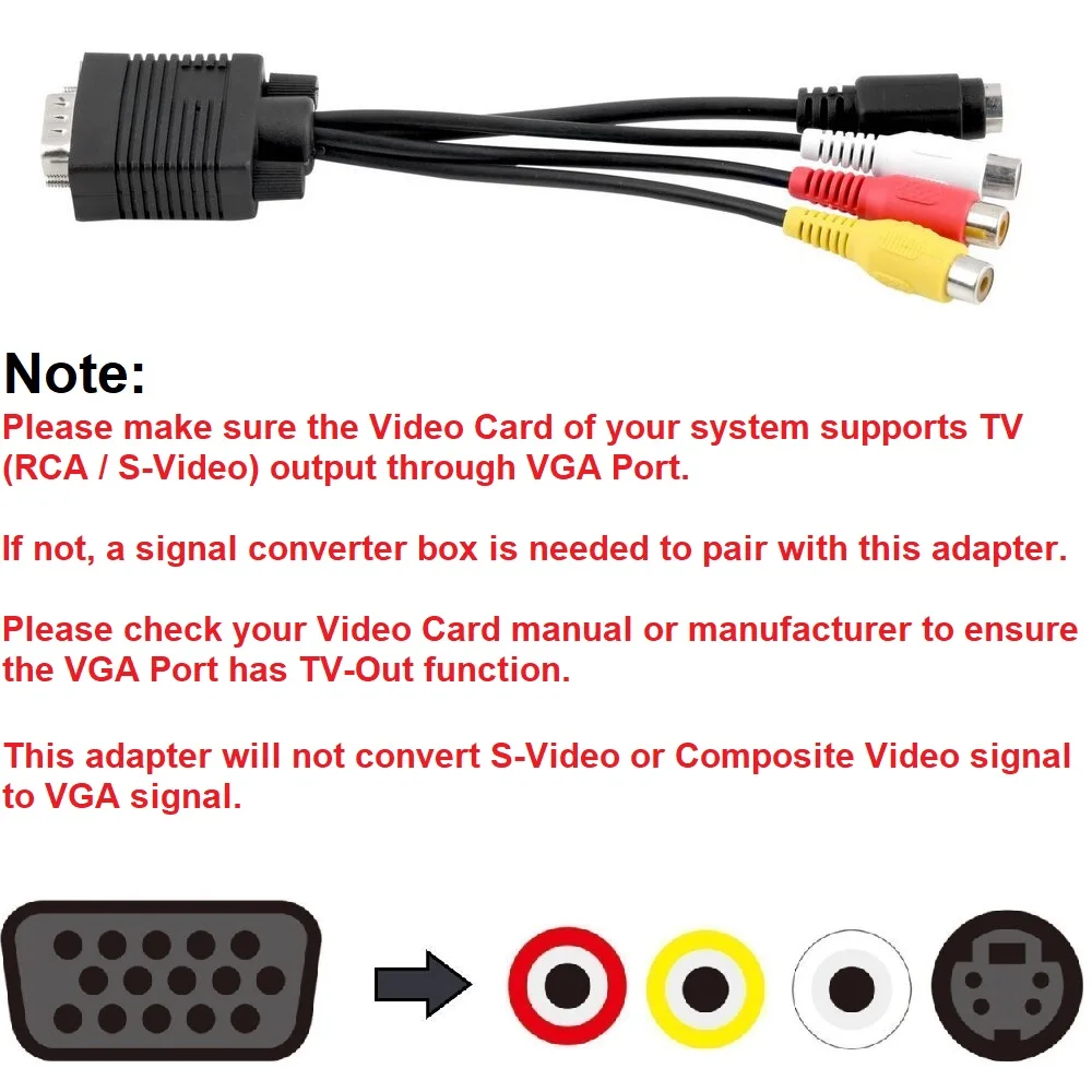 VGA SVGA К S видео 3 RCA конвертер AV ТВ выход кабель адаптер RCA Женский конвертер видео кабель для ноутбука ПК HDTV монитор тв