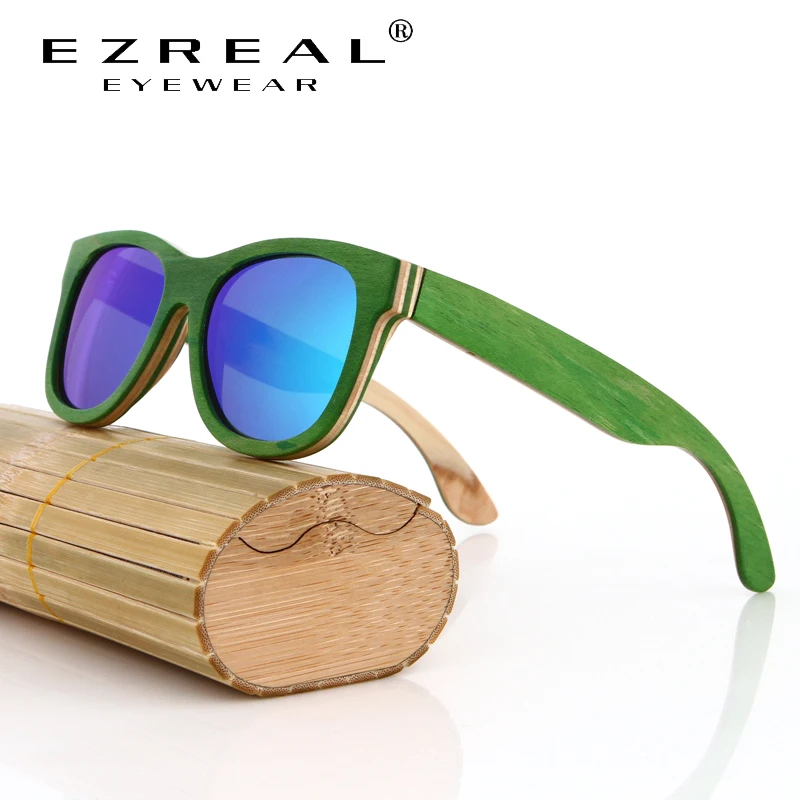 EZREAL скейтборд деревянные солнцезащитные очки поляризационные Oculos de sol мужские