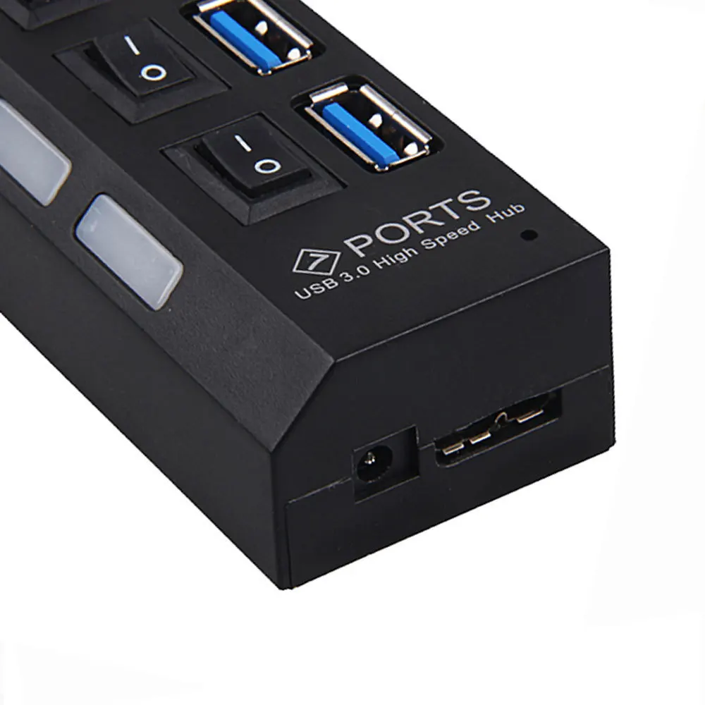CHYI мини usb-хаб 3,0 Супер скорость 5 Гбит/с 4/7 портов портативный Переключатель ВКЛ/ВЫКЛ сплиттер с DC 5 В вход питания для ПК ноутбук Настольный