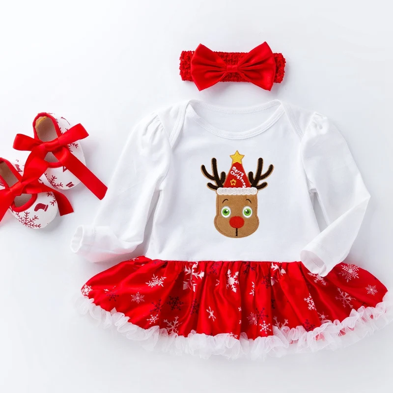 5 My First Christmas/Новогодняя Подарочная Одежда для девочек, костюм из 3 предметов, платья-пачки высокого качества с длинными рукавами вечерние осенние платья для новорожденных - Цвет: 5