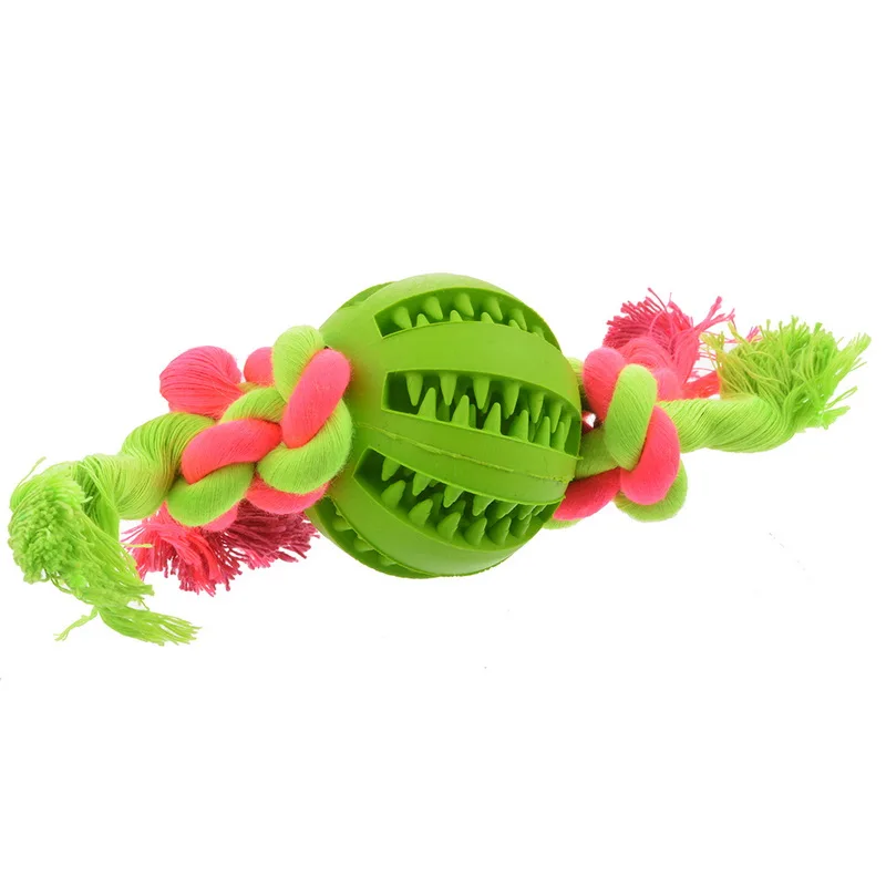 Новинка, жевательные игрушки для собак с ручкой, с узлом, устойчивый к укусам мяч, играющий в щенка, зубная Чистящая оплетка из хлопка - Цвет: green