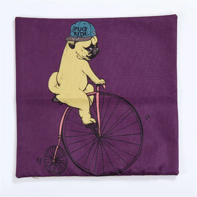 B156 Creative pillow cover dog ride home fashion cotton linen fabric by creative office sofa cushion decor | Дом и сад