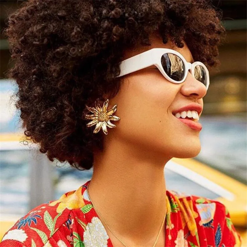 2018 новые летние элегантные большие висячие серьги с подсолнухом для женщин