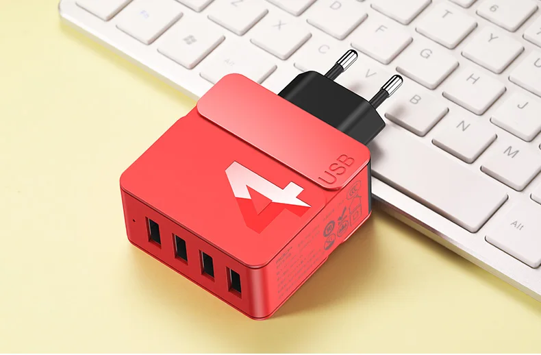 2 4 USB зарядное устройство Rock Универсальный адаптер для быстрой зарядки 5V2. 4A 5V4A EU US штекер для iPhone 7 X XS Max samsung S10 Plus Xiaomi