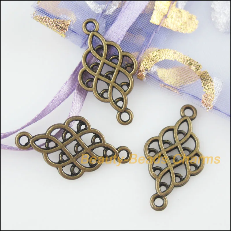 Новый 30 шт. состаренная бронза Цвет китайский узел Подвески Разъемы 14x25.5mm|Шармы| |
