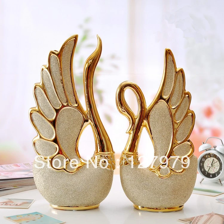 Ceramic crafts plating couple swan living room decoration wedding gift Valentine's Day gift~ | Дом и сад