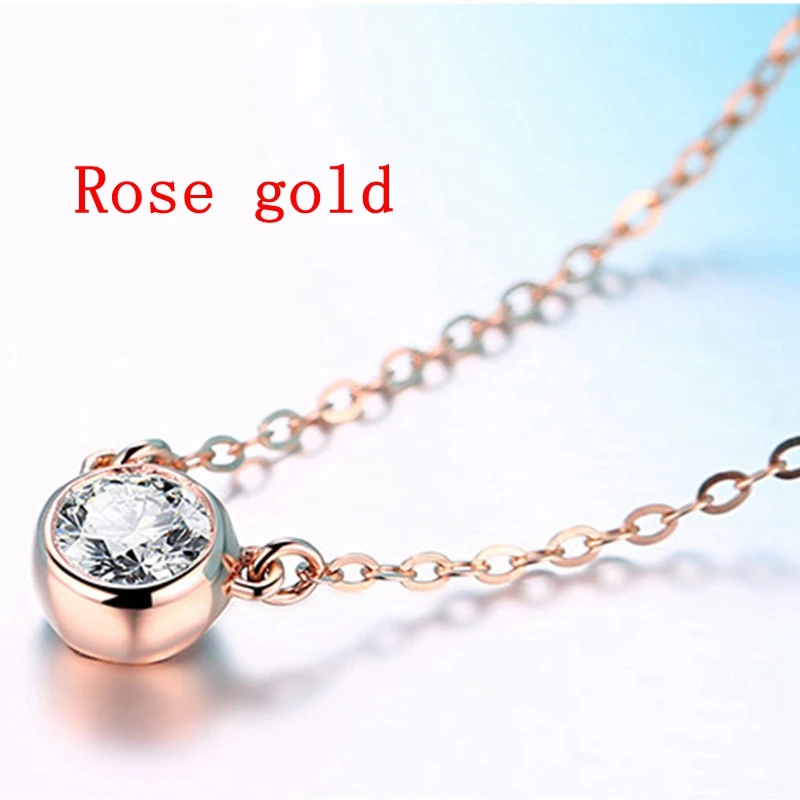 18k rose gold HELON Твердые из белого золота 18 карат 0.30ct VVS/FG выращенные лабораторно кольцо с алмазом moissanites Обручение Свадебные Подвесные Ожерелья модные, ювелирное изделие, подарок - Цвет камня: 18k rose gold