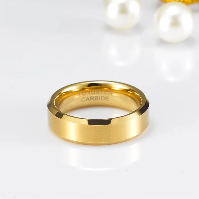 Обручальные кольца унисекс из карбида вольфрама золотого цвета 6 мм | Украшения и