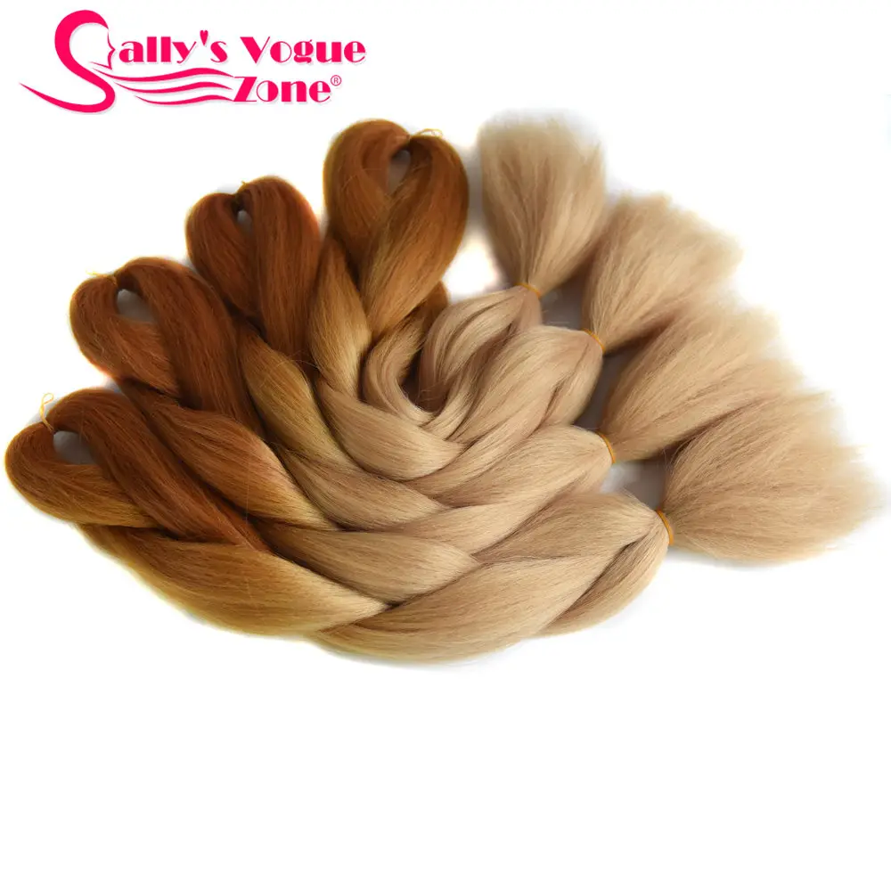 Sallyhair синий фиолетовый розовый красочные высокая температура большие синтетические косы омбре плетение волос для наращивания белый для женщин - Цвет: T1/35