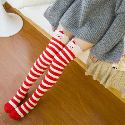Santa Claus Гольфы в японском стиле Mori Girl с изображением животных милые полосатые гольфы Kawaii удобные Гольфы компрессионные зимние теплые носки - Цвет: Santa Claus