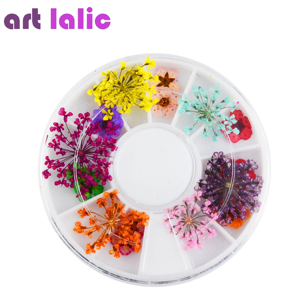 Стикеры с натуральным цветочным рисунком 3D высушенный цветок для ногтей