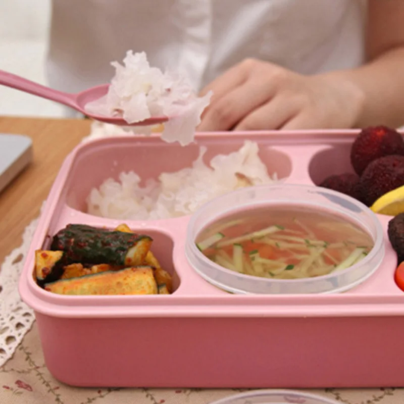 Детский Ланч-бокс Bento портативная коробка для бенто школы синий розовый детская микроволновая печь пищевой контейнер Кухонный Контейнер для хранения Ланчбокс пищевой термос