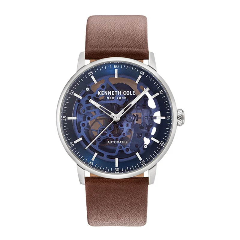 Kenneth Cole оригинальные мужские часы коричневые автоматические механические с кожаной пряжкой водонепроницаемые Роскошные Брендовые Часы KC15104003 - Цвет: KC15104003