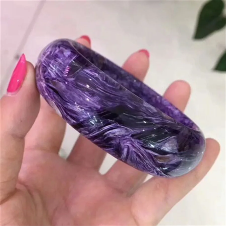 

Натуральные фиолетовые драгоценные камни Charoite, камень, женский браслет, иннектор диаметром 55 мм AAAA