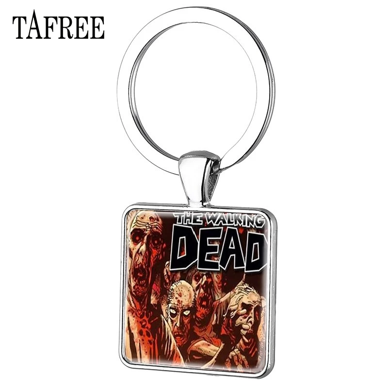 TAFREE Горячая фильм Walking Dead печати квадратный брелки Ходячие мертвецы брелок кольцо для Для мужчин Для женщин Подарок Подвеска Chaveiro QF242 - Цвет: QF256