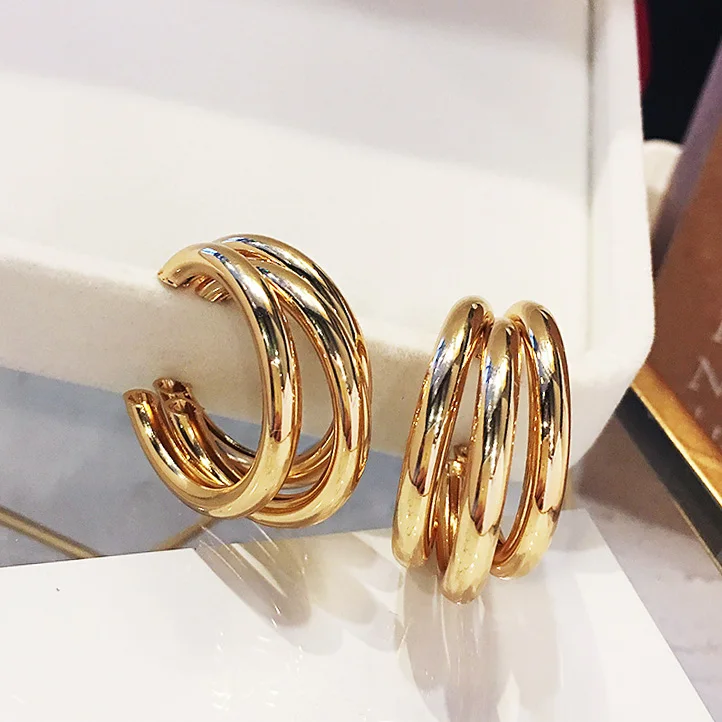 

Fashion Gold Metal Drop Earrings for Women Steam Punk Big Round Design Statement Earrings Brincos Geometric Jewelry