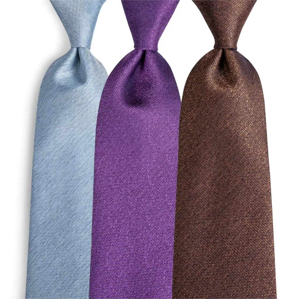 

3PCS DiBanGu Mens Ties Brown Purple Blue Solid 8cm Ties Hanky Cufflinks Set For Men Necktie For Wedding Party Business Tie