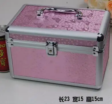 23cm Косметичка из алюминиевого сплава, органайзер для косметики, косметичка, органайзер, дорожная сумка, портативная Подарочная коробка, макияж, профессиональная косметика - Цвет: 23cm