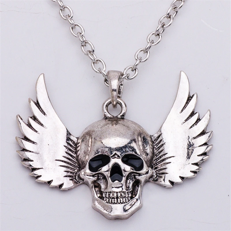 Ожерелье и серьги унисекс в стиле панк с крыльями черепом | Украшения аксессуары